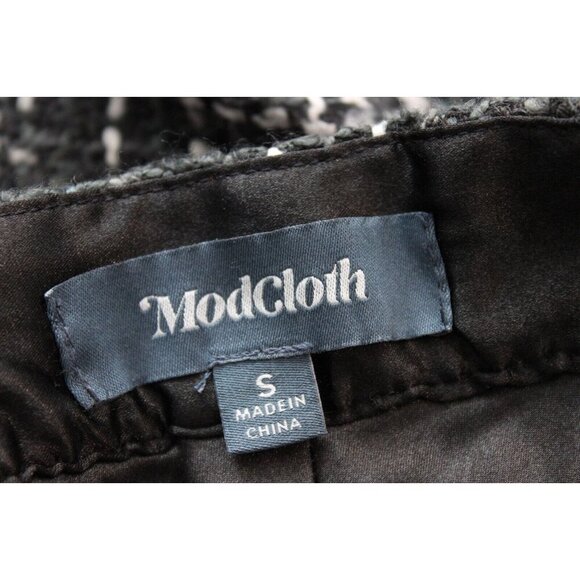 ModCloth Midi A-Line Skirt Size Small Tweed Flare Academia Fringe Preppy - Picture 11 of 12